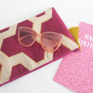 Japanische Clutch, weinrot und gold