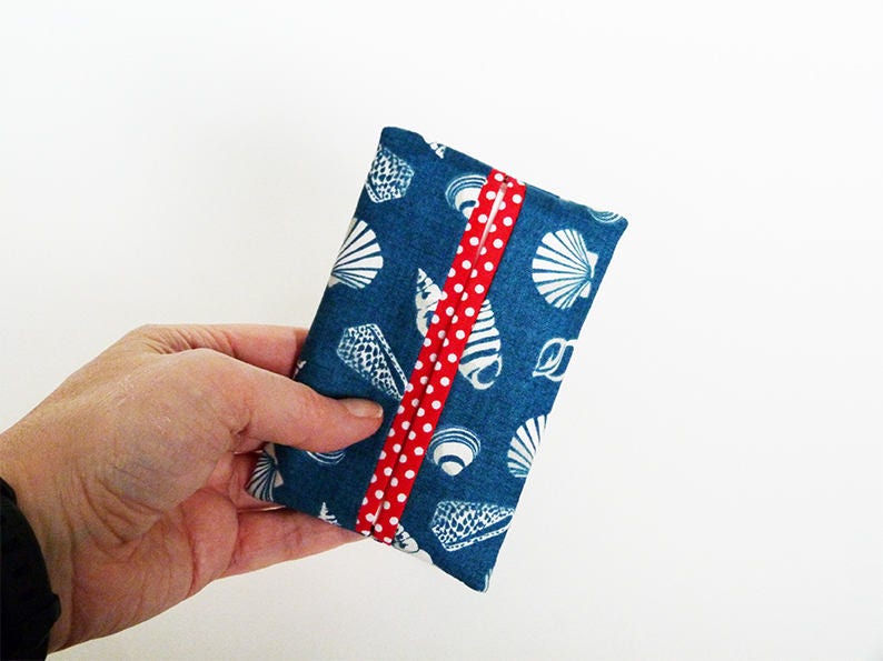 Tissue holder shell fabric cotton case blue and white cotton shell design