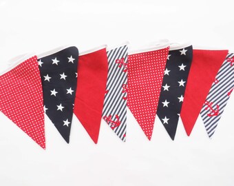 Banderines náuticos, rojo, blanco y azul, banderines de ancla, banderines de estrellas, banderines de lunares, decoración de dormitorio infantil, banderines infantiles, banderas náuticas