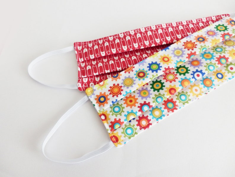 Safety Pin Face Mask Red and White Cotton Safety Pin Fabric Etsy