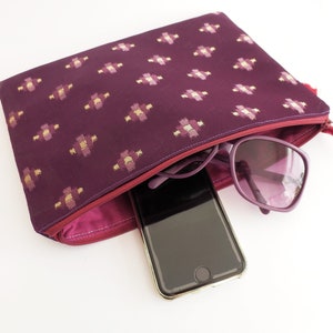 Lila Clutch Tasche, lila geo vintage japanischer Obi Stoff, Geschenke für sie, japanisches Geschenk, Abendtasche, lila Handtasche, Vintage Clutch Tasche