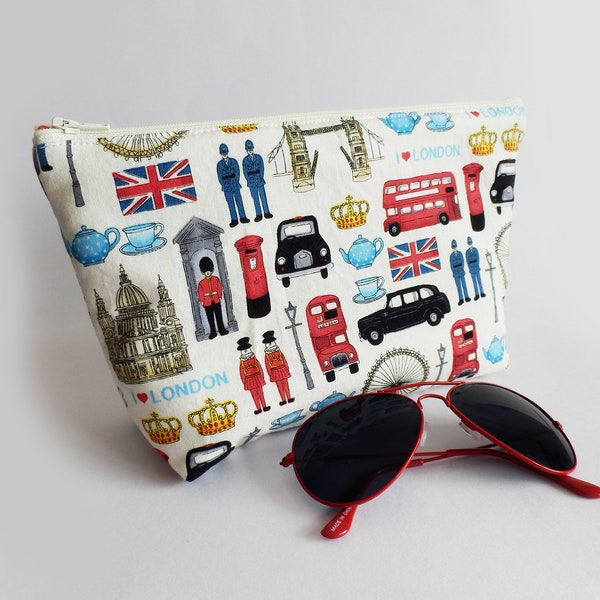 London cosmetic bag, London icons, London gift, London lover, London Bus, London taxi, Gadget pouch, makeup bag, pencil case, handbag pouch