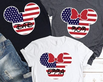 Personalized Matching Disney Family Shirt, Disney Mickey and Minnie Fourth Of July, Disney 4th Of Family Matching Shirt With Custom Names