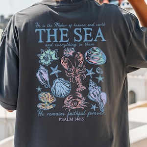 Comfort Colors Maker of Heaven Shirt, Christian Graphic Tee, Ocean Shells Jesus Tee, Scripture Quote Shirt, Faith T-shirt, Church Shirt