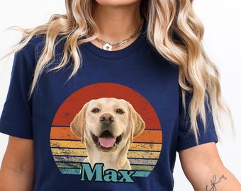 Custom Dog Face Shirt, Family Matching Pj Shirt Dog, Retro Dog Tee With Pet Photo And Name, Personalized Gift for Dog Lover, 90s Dog Owner