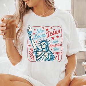 She Loves Jesus And America Too Shirt,4th of July Shirt,Retro USA Shirt,God Bless America,Patriotic Christian TShirt, Independence Day Shirt
