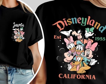 Customized Disneyland Shirt, Personalized Disneyland Family Christmas Tshirt, Retro Disneyworld Family Vacation Tee, Mickey And Friends tee