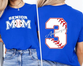 Custom Senior Baseball Mom Shirt, Senior Baseball Mom T-Shirt, Personalized Baseball Gift for Mom, Baseball Mama Tee, Baseball Mom Gift