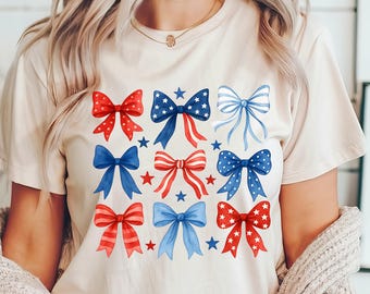 USA Bow Shirt,Memorial Day Shirt,Coquette America Bow Shirt for July 4th,Patriotic Bow Shirts,USA Shirt,Red White Blue,4th of July Tee Women