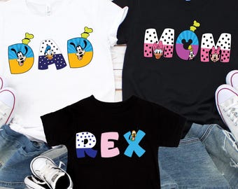 Custom Name Disney Shirt, Personalized Mickey Mouse Kids Toddler Birthday Tee, Mom Dad Disney Shirt, Mickey & Friends Family Matching Shirts