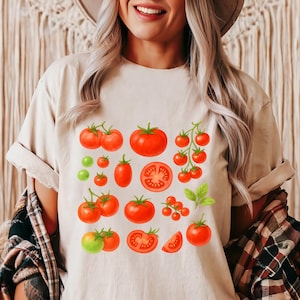 Tomato Shirt, Fruit Shirt, Garden Shirt,Cottagecore Clothing Vegan Shirt,Botanical Shirt,Tomato Girl Summer,Farmers Market Gift,Tomatoes Tee