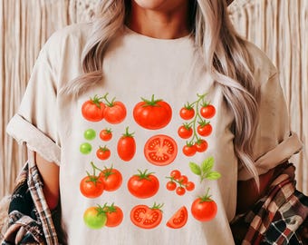 Tomato Shirt, Fruit Shirt, Garden Shirt,Cottagecore Clothing Vegan Shirt,Botanical Shirt,Tomato Girl Summer,Farmers Market Gift,Tomatoes Tee