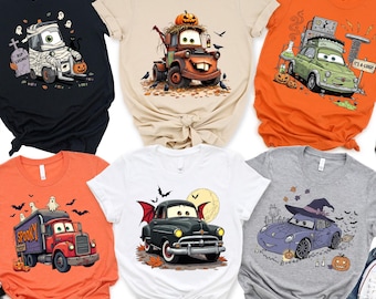 Disney Cars All Characters Halloween Shirt,  Disneyland Pixar Pumpkin Shirt, Cars Movie Halloween Matching Tee