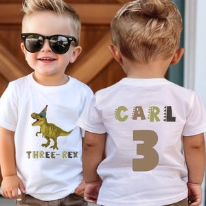 Personalized Dinosaur Birthday Shirt, T-Rex Birthday Shirt, Boys Dinosaur Birthday Party Tee, Boy Dinosaur Shirt, Custom Age Birthday Shirt