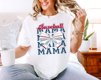 Baseball Coquette Bow T-shirt, Baseball Mama Shirt, Coquette Bow Sports Shirts, Baseball Mom Shirts, Retro Baseball Mama Tee, Game Day Shirt