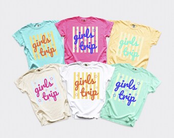 Comfort Colors Girls Trip Shirt, Weekend Getaway Tee, Friends Vacation T-shirt, Matching Best Friend Gift, Retro Summer Vacation Shirt