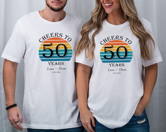 Custom 50th Anniversary Wedding Shirt, 50th Anniversary Gift, Matching Couples Tee, Cheers to 50th Year Shirt, Celebrating 50 Years Marriage