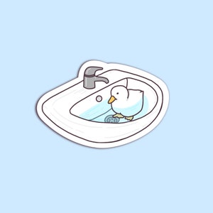 Duck Goose in Sink Sticker - Cute Funny Meme Waterproof Stickers - Sticker For Laptops Water Bottles Gifts etc.