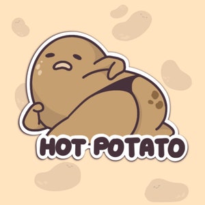 Cute Hot Potato Sticker ~ Kawaii Funny Meme Waterproof Offensive Stickers for Water Bottles Laptops Gifts etc.