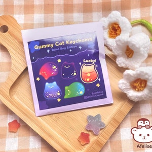 Porte-clés acrylique Gummy Cats pour sac mystère - Porte-clés aléatoire gacha pour cadeaux - Sacs invisibles