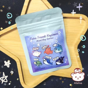 Porte-clés acrylique Fishie Friends pour sac mystère - Porte-clés aléatoire Gacha pour cadeaux - Sacs invisibles