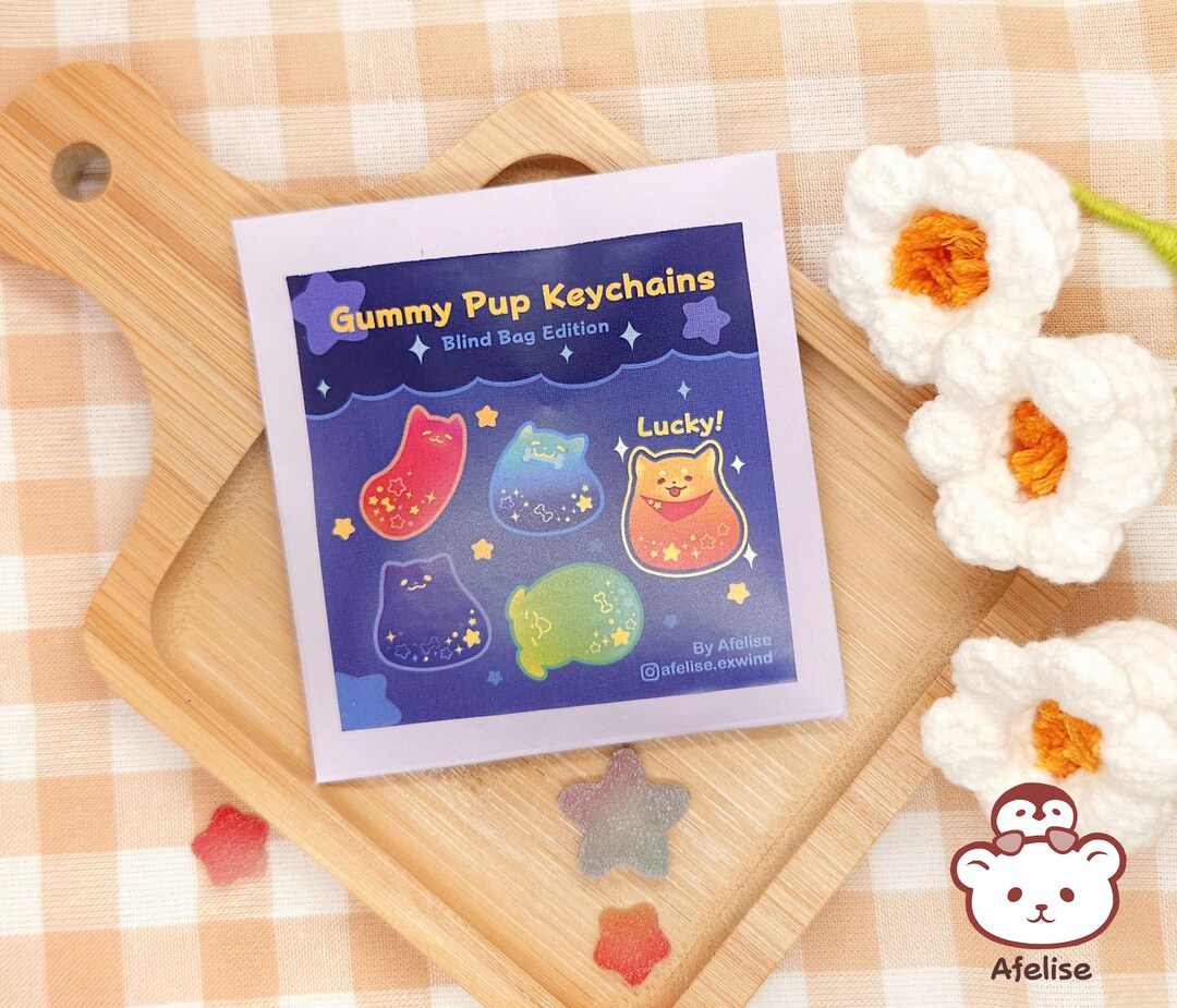 Mystery Bag Gummy Pup Transparent Gradient Acrylic Keychain - Etsy
