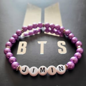 Bangtan bracelets, BTS bias bracelet, fan made, glass pearl beaded bracelet, Kpop bracelets.