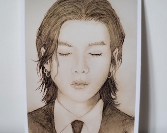 BTS Suga Yoongi Art Print: D-Day Pencil Sketch Fanart