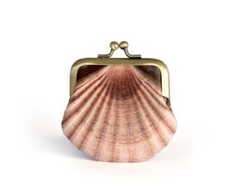 Seashell coin purse, velvet scallop pouch
