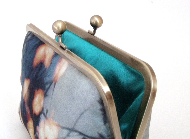 Clutch bag, printed silk purse, woodland wedding, bridesmaid gift, FOREST LIGHTS image 4