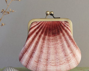 Seashell coin purse, LARGE velvet scallop pouch