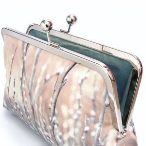 Willow blossom printed silk clutch bag, purse with chain handle image 3