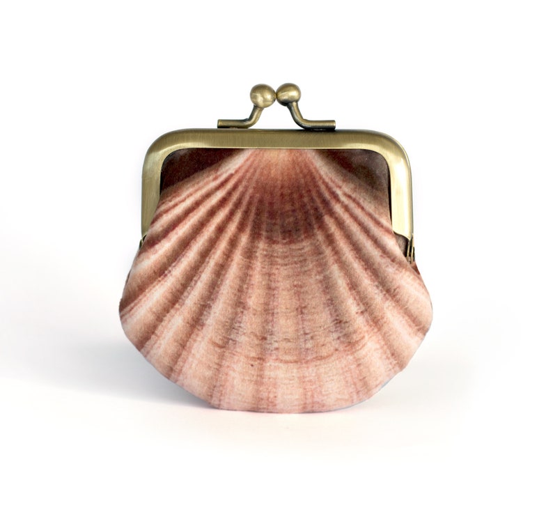 Seashell coin purse, velvet scallop pouch image 2