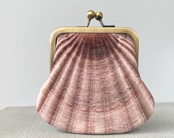 Seashell purse, LARGE velvet scallop pouch
