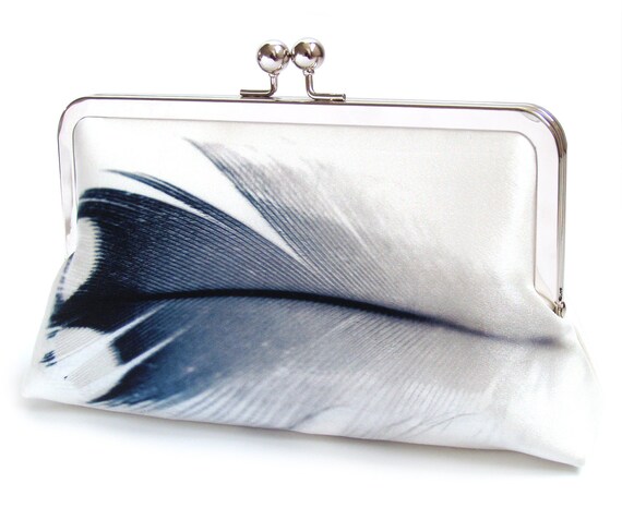 blue and white clutch