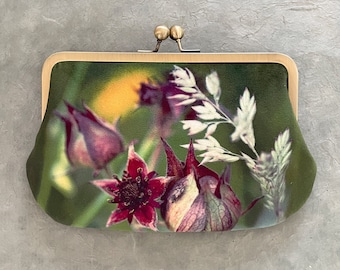 Wild meadow, velvet shoulder bag with crossbody shoulder strap