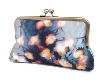 Forest lights, silk clutch bag with optional chain handle