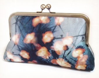 Clutch bag, printed silk purse, woodland wedding, bridesmaid gift, FOREST LIGHTS