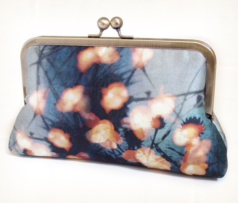 Clutch bag, printed silk purse, woodland wedding, bridesmaid gift, FOREST LIGHTS image 1