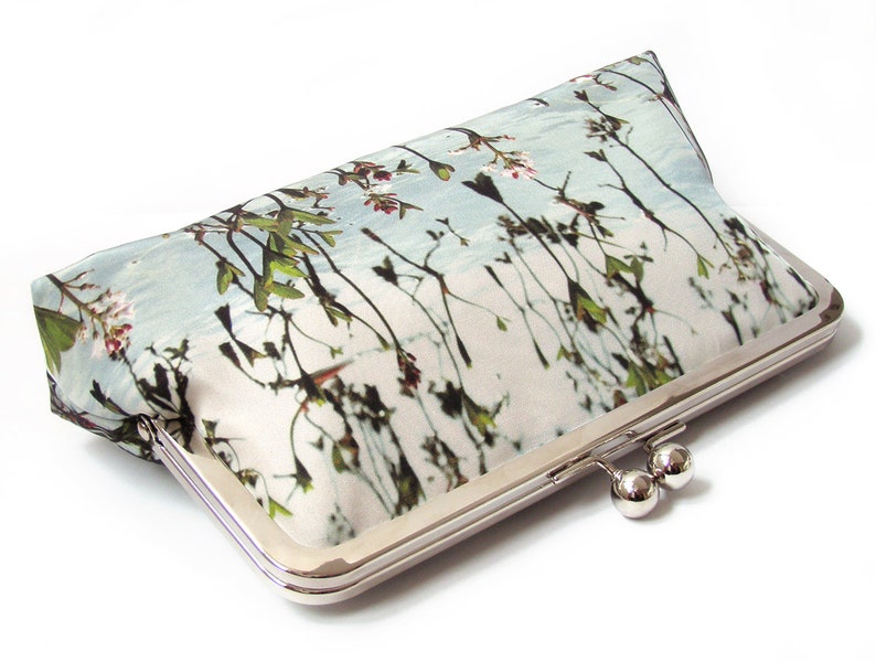 Loch leaf, printed silk clutch bag, purse with chain handle image 4