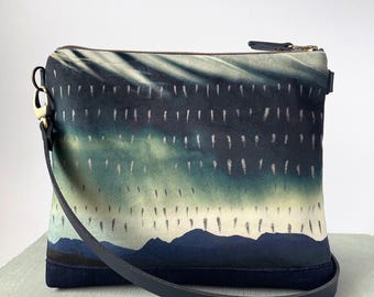 Storm feather, large shoulder bag with crossbody strap