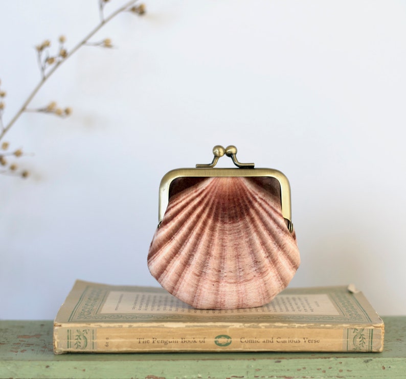 Seashell coin purse, velvet scallop pouch image 3