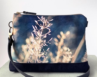 Meadow grasses, large shoulder bag with crossbody strap