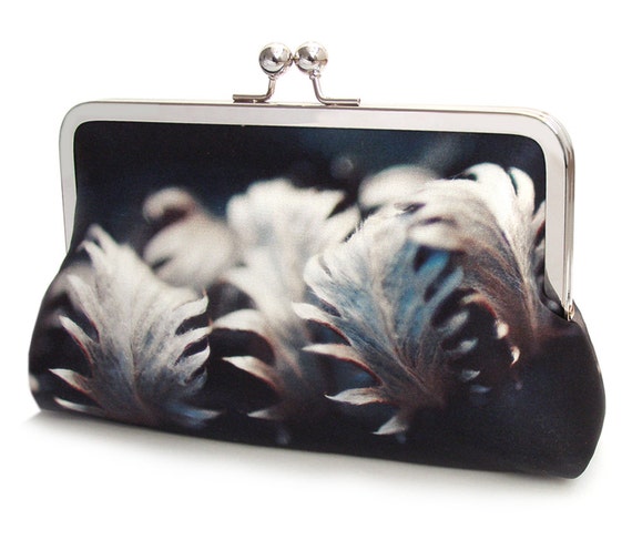 navy and silver clutch bag