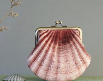 Seashell coin purse, medium velvet scallop pouch