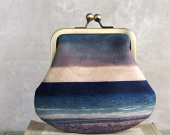 Seascape purse, LARGE velvet scallop pouch