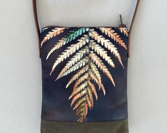 Fern, crossbody velvet and waxed canvas phone bag