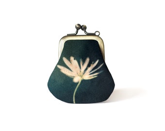 Stitchwort flower TINY purse, velvet scallop pouch with plant-dyed silk lining