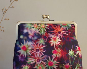 Starry mosses, large kisslock bag with optional chain or crossbody leather strap