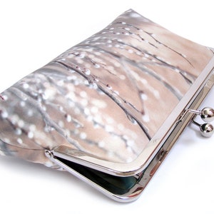 Willow blossom printed silk clutch bag, purse with chain handle image 4